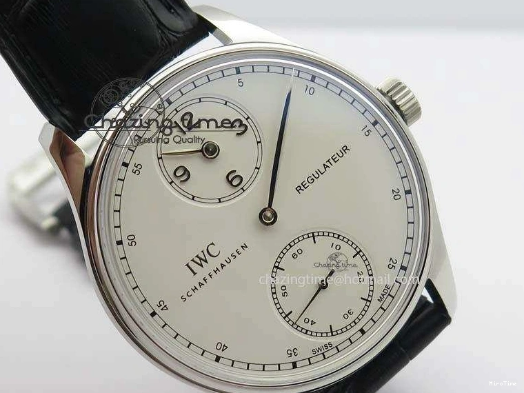 MIROTIME 1223 Effortless Portuguese IW544404 SS White Dial On Black Leather Strap A 7257